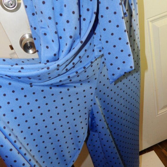 AGB Flutter Sleeve Polka Dot Blue Knit Romper Size XL nwt - Picture 3 of 6